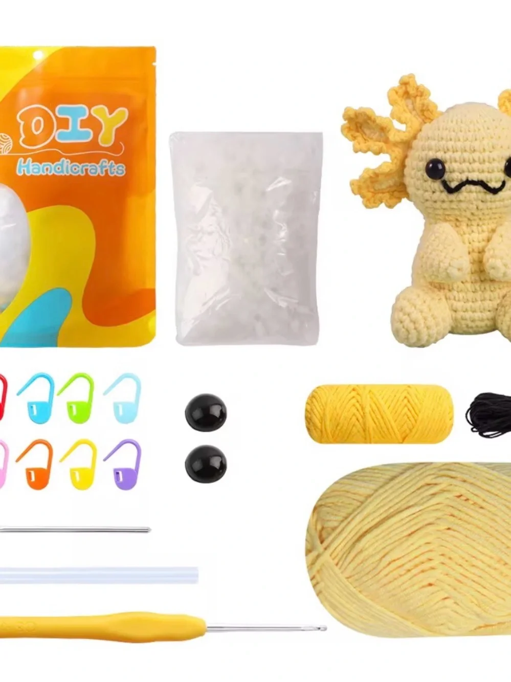 Yellow Axolotl Crochet Kit – Cute Amigurumi Plush